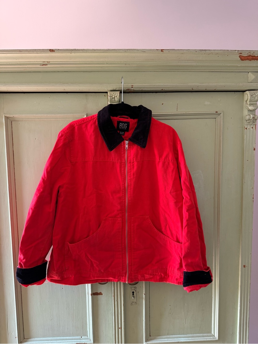 BDG Red Corduroy Jacket with Black Collar